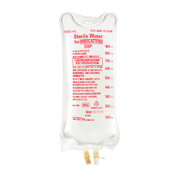 Water for Irrigation Solution Sterile Not for Injection Flexible Bag 1,000 mL  (1/EA 12/CS) by ICU Medical  ID 00990-7973-05